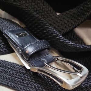 Men's Greg Norman Black Woven Belt with Silver Buckle